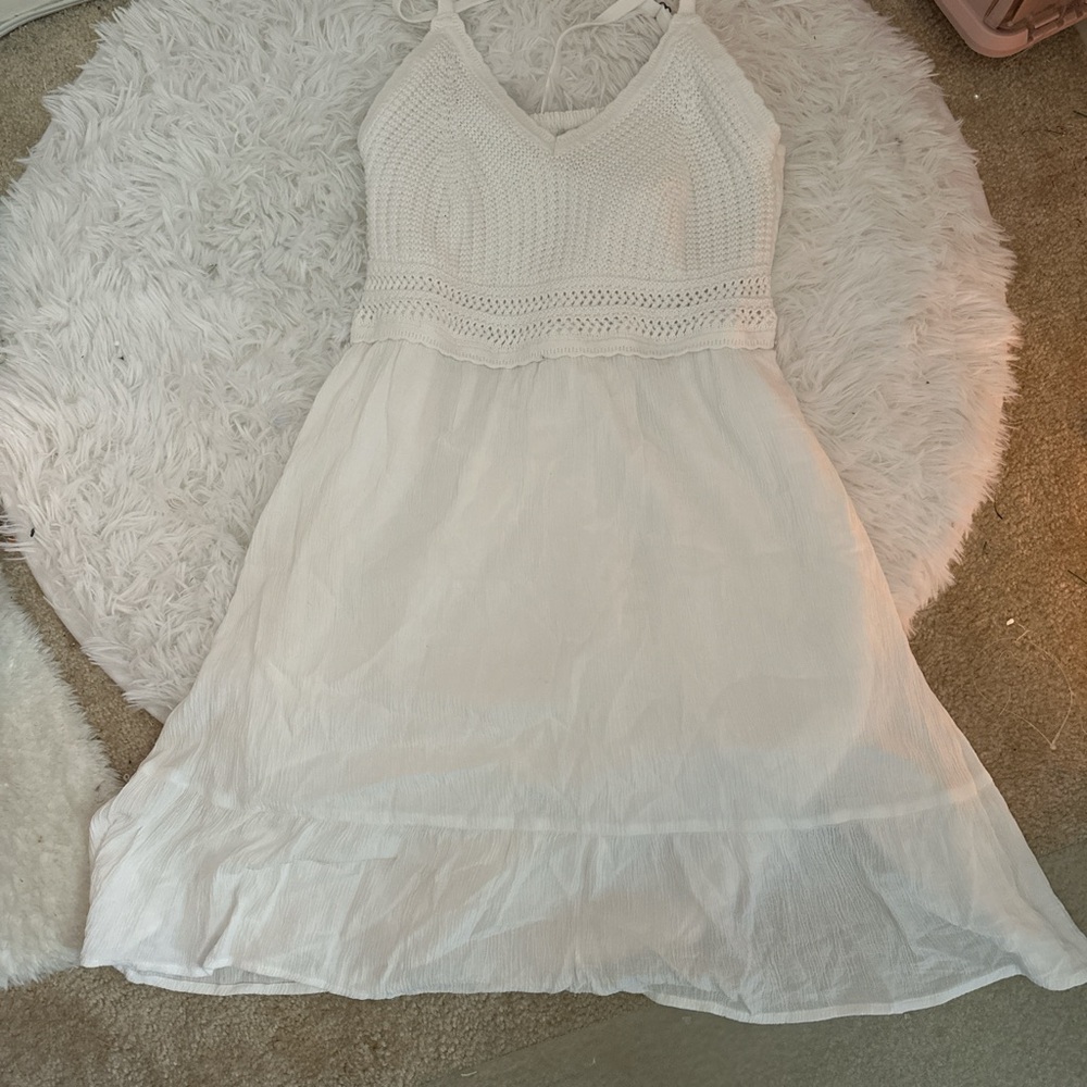 Hollister White Crochet Midi Dress